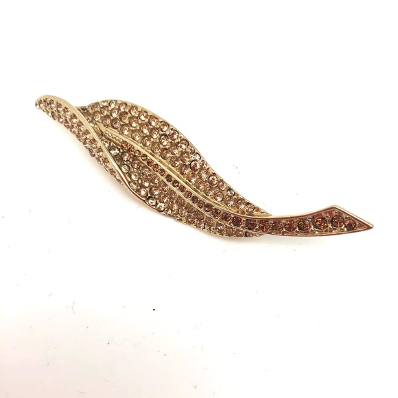 Vintage Carolee Amber Sparking Feather Brooch - Picture 1 of 2